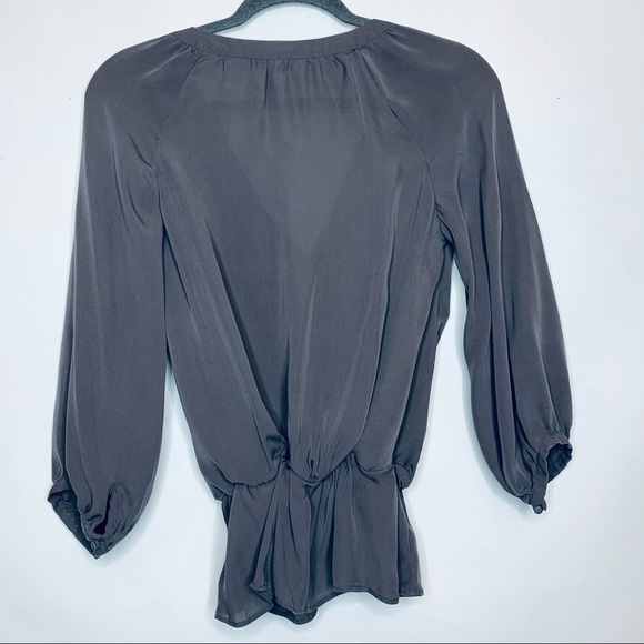 Joie Gray Surplice Peplum Silk Blouse Size S - Picture 4 of 7